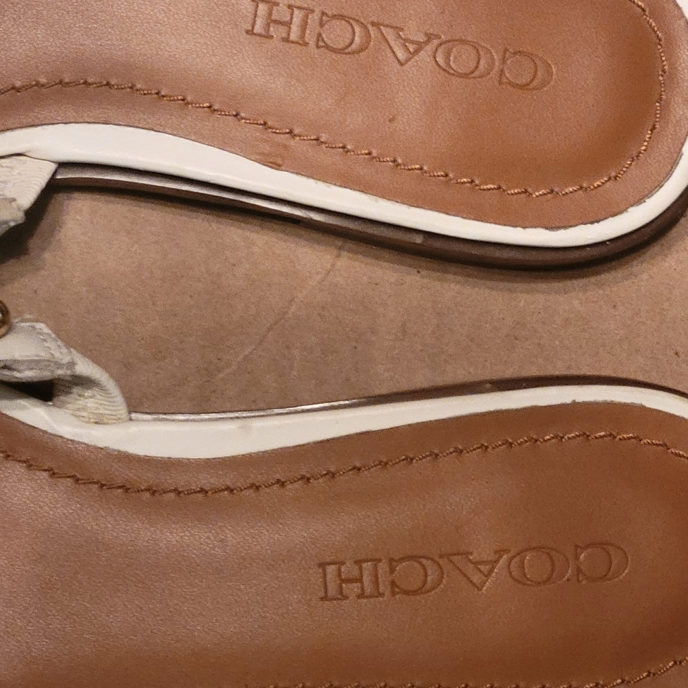 Coach White Gold-Beaded Strappy Flat Sandals - Picture 5 of 9